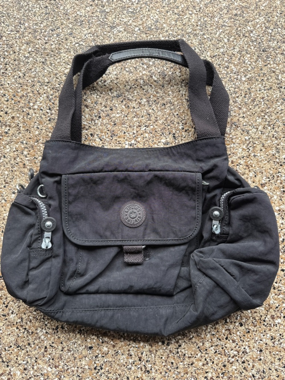Kipling Black Nylon Crossbody Tote with Front Flap